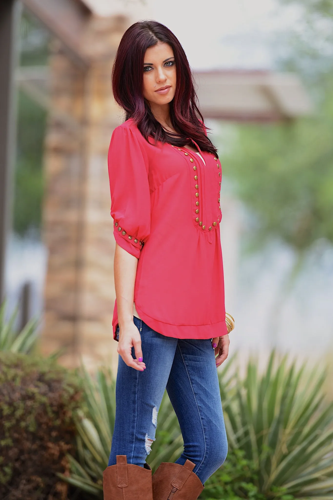 Every Mile A Memory Blouse - Hot Pink