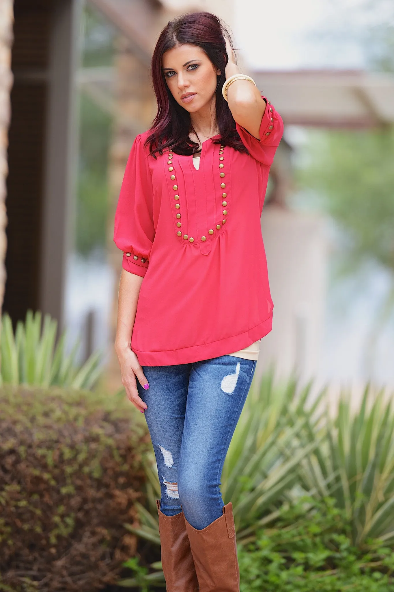 Every Mile A Memory Blouse - Hot Pink