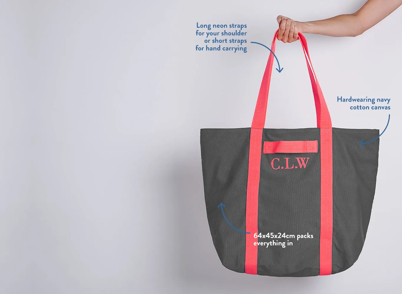 Everything Tote Bag - Grey / Neon