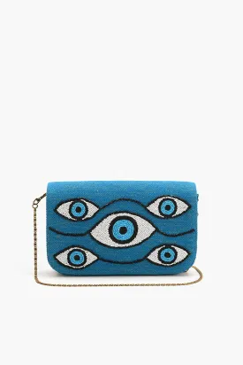 Evil Eye Tufted Embellished Clutch