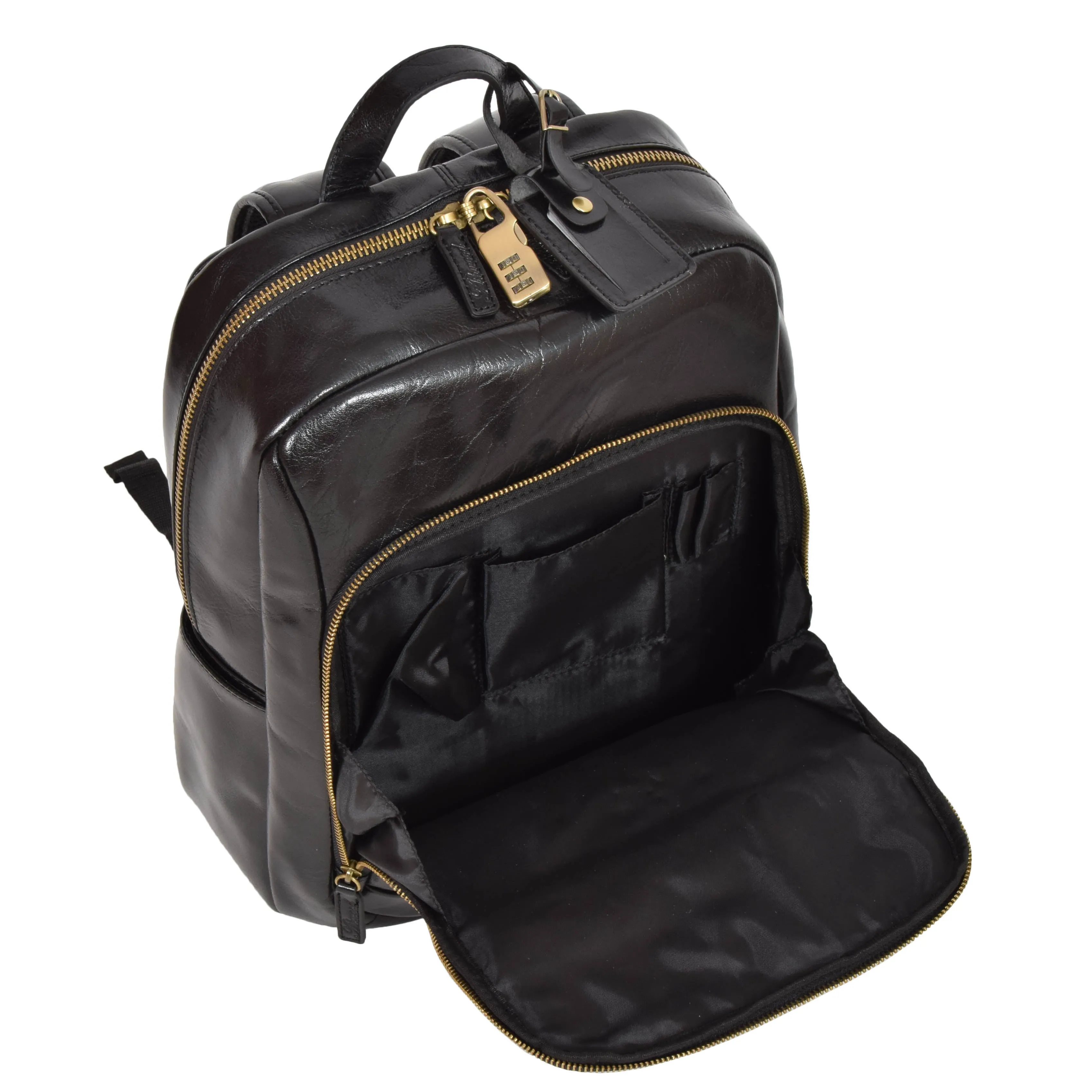 Exclusive Leather Organiser Rucksack Peru Black