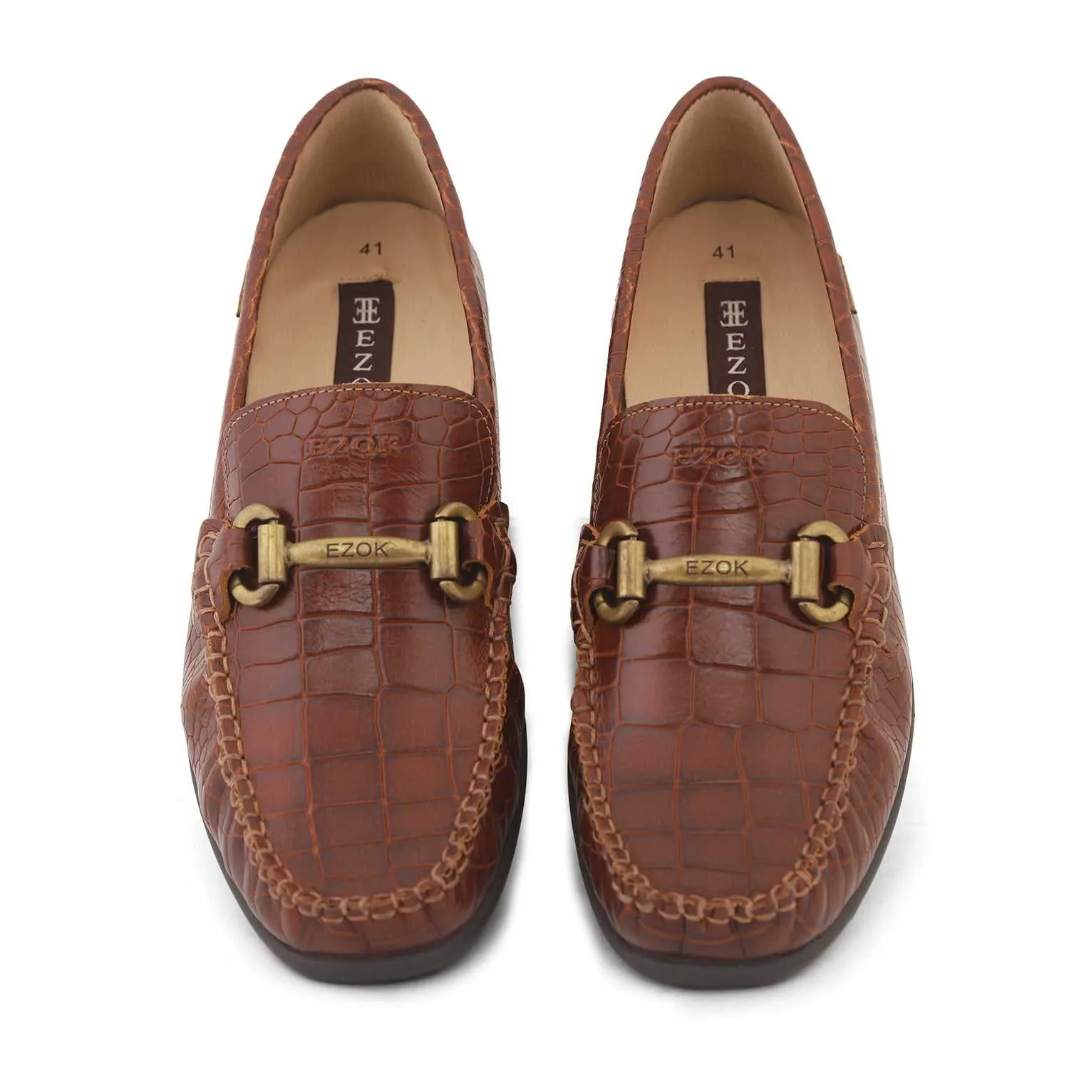 Ezok Men Brown Moccasin Driving Leather Carlo Loafers