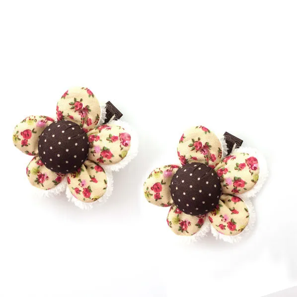 Fabric Flower Hair Clips [Pair]