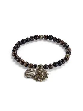 Faceted Biolite & Pyrite Icon Bracelet