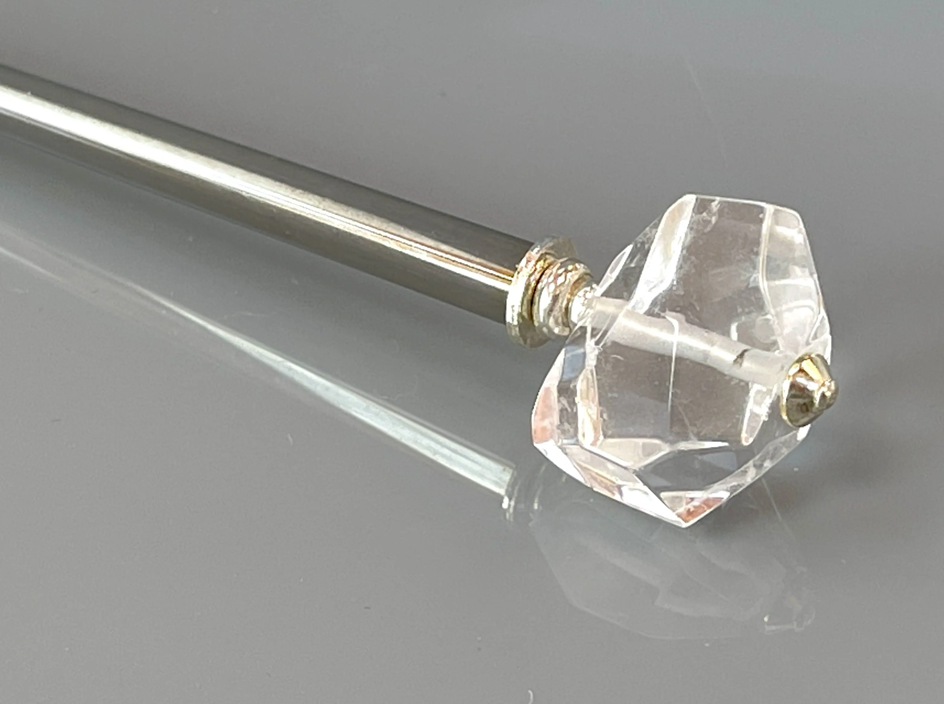 Faceted Rock Crystal hair stick, gemstone hair sticks, Rock Crystal hair pin, shawl pin