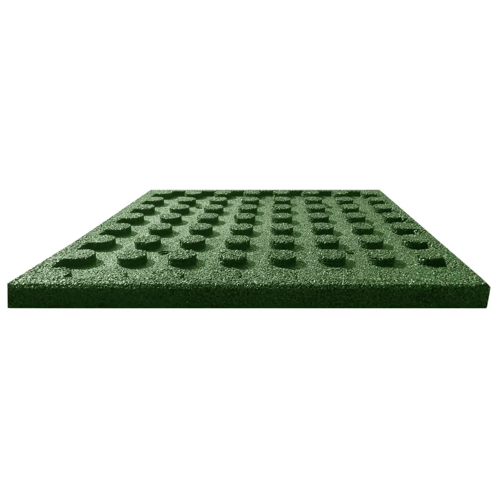 Fall Protection Tiles 12 pcs Rubber 50x50x3 cm Green