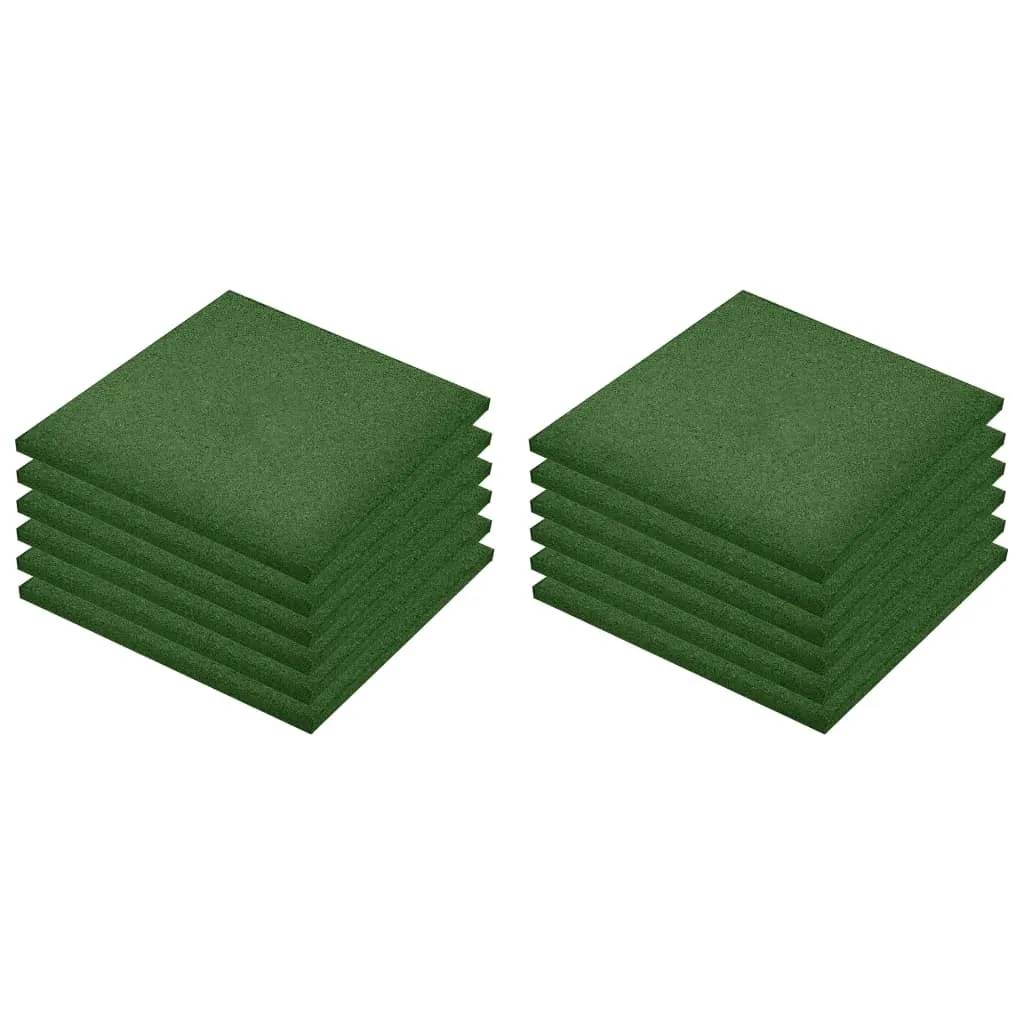 Fall Protection Tiles 12 pcs Rubber 50x50x3 cm Green