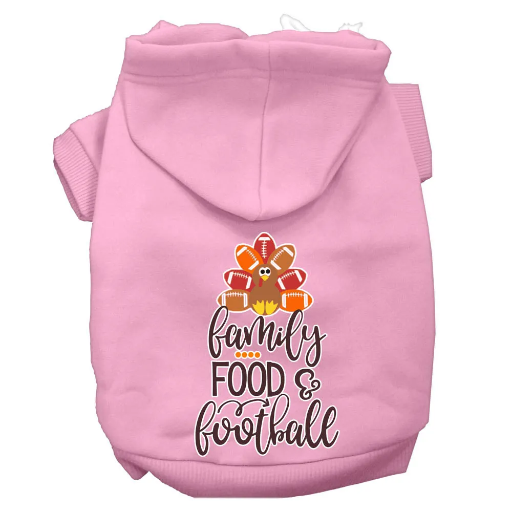 Family, Food, And Football Screen Print Dog Hoodie Light Pink Xl