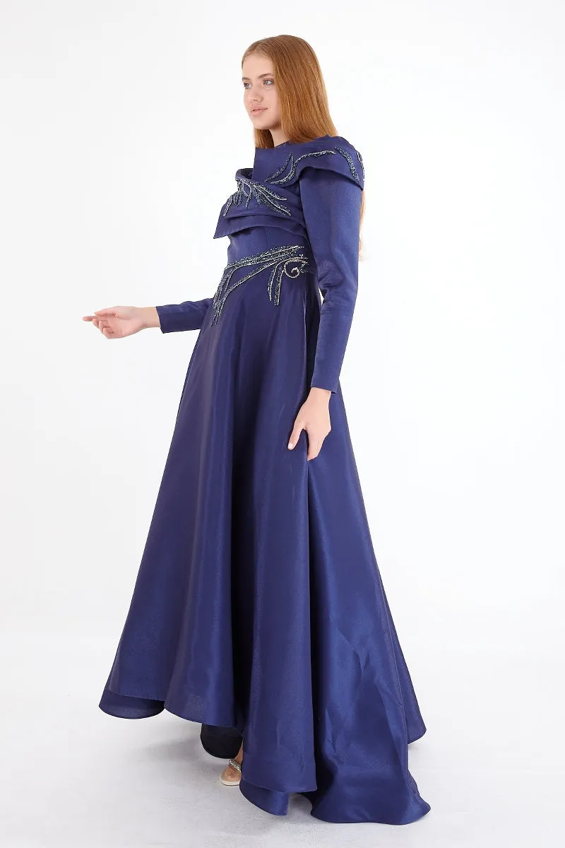 F&S Elegant Gown Navy Blue