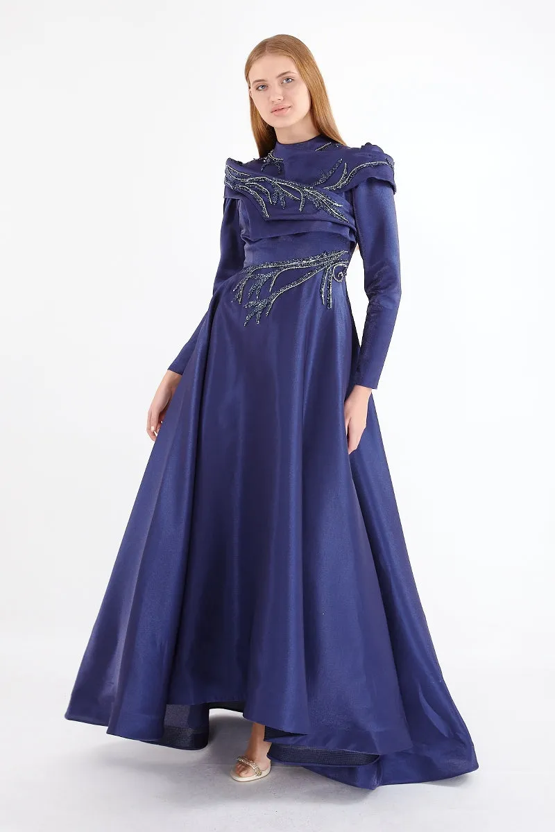 F&S Elegant Gown Navy Blue