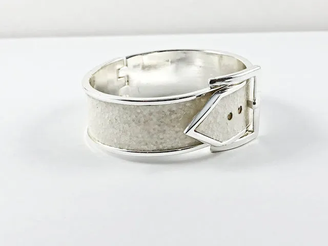 Fancy Unique Thick White Belt Buckle Design Brass Bangle