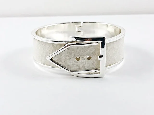 Fancy Unique Thick White Belt Buckle Design Brass Bangle