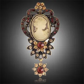 Fashion Antique Gold Silver Vintage Brooch Pins Female Brand Jewelry Queen Cameo Brooches Rhinestone For Women Christmas Gift