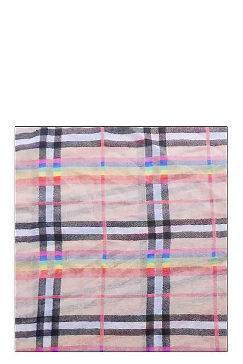 Fashion Rainbow Modern Check Infinity Scarf