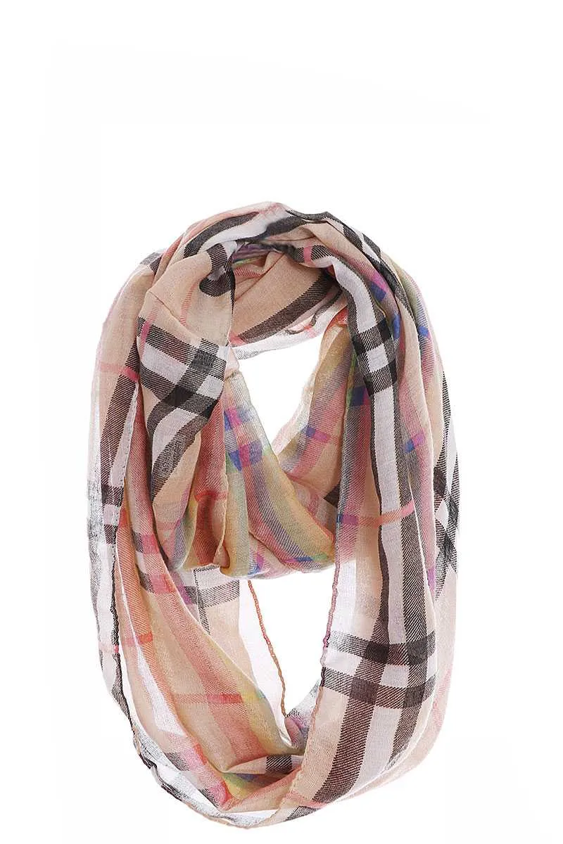 Fashion Rainbow Modern Check Infinity Scarf