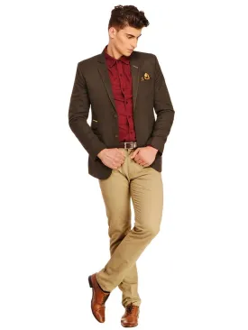 Fashionable Brown Polyviscose Jacket For Men