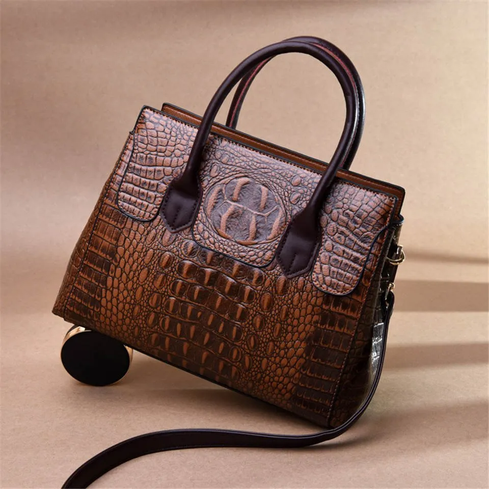 Fashionable CrocLuxe Convex Crocodile Tote Bag