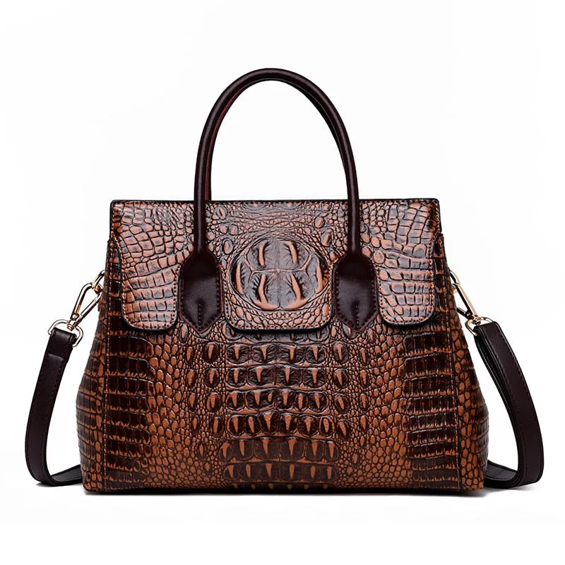 Fashionable CrocLuxe Convex Crocodile Tote Bag