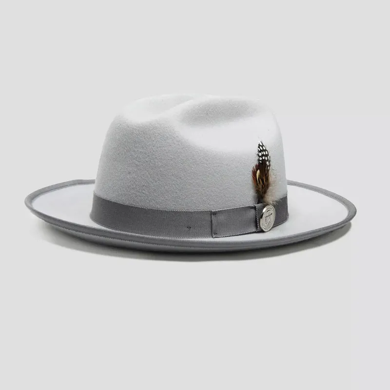 Fashionable Felt Fedora Hat in Sliver Grey