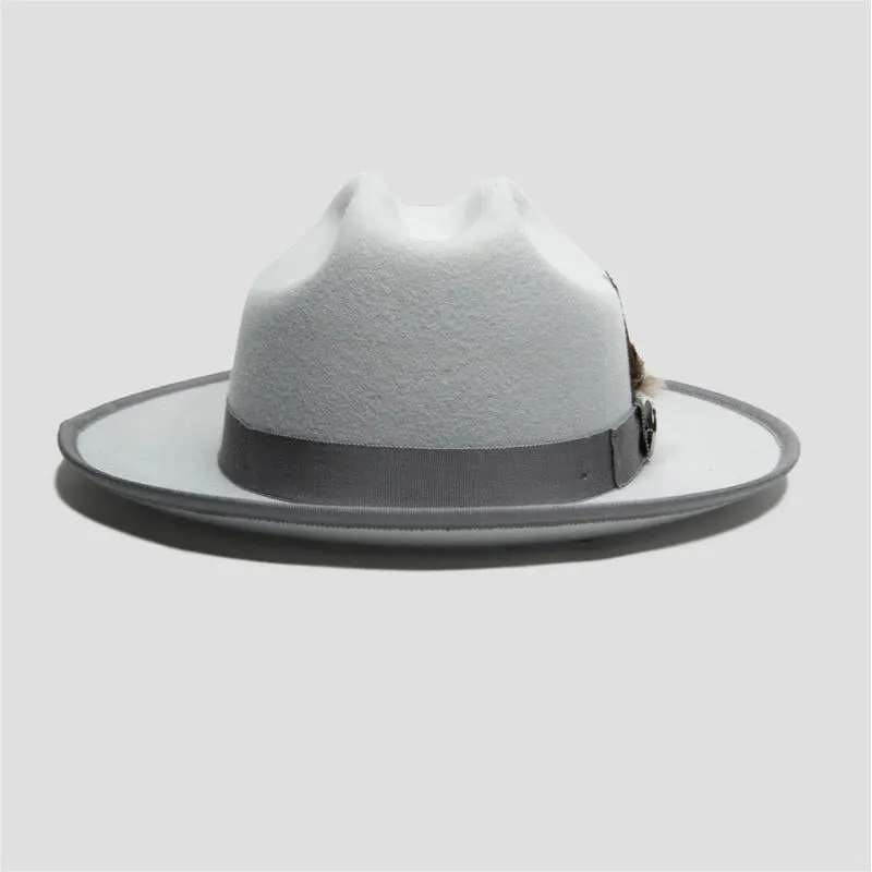 Fashionable Felt Fedora Hat in Sliver Grey