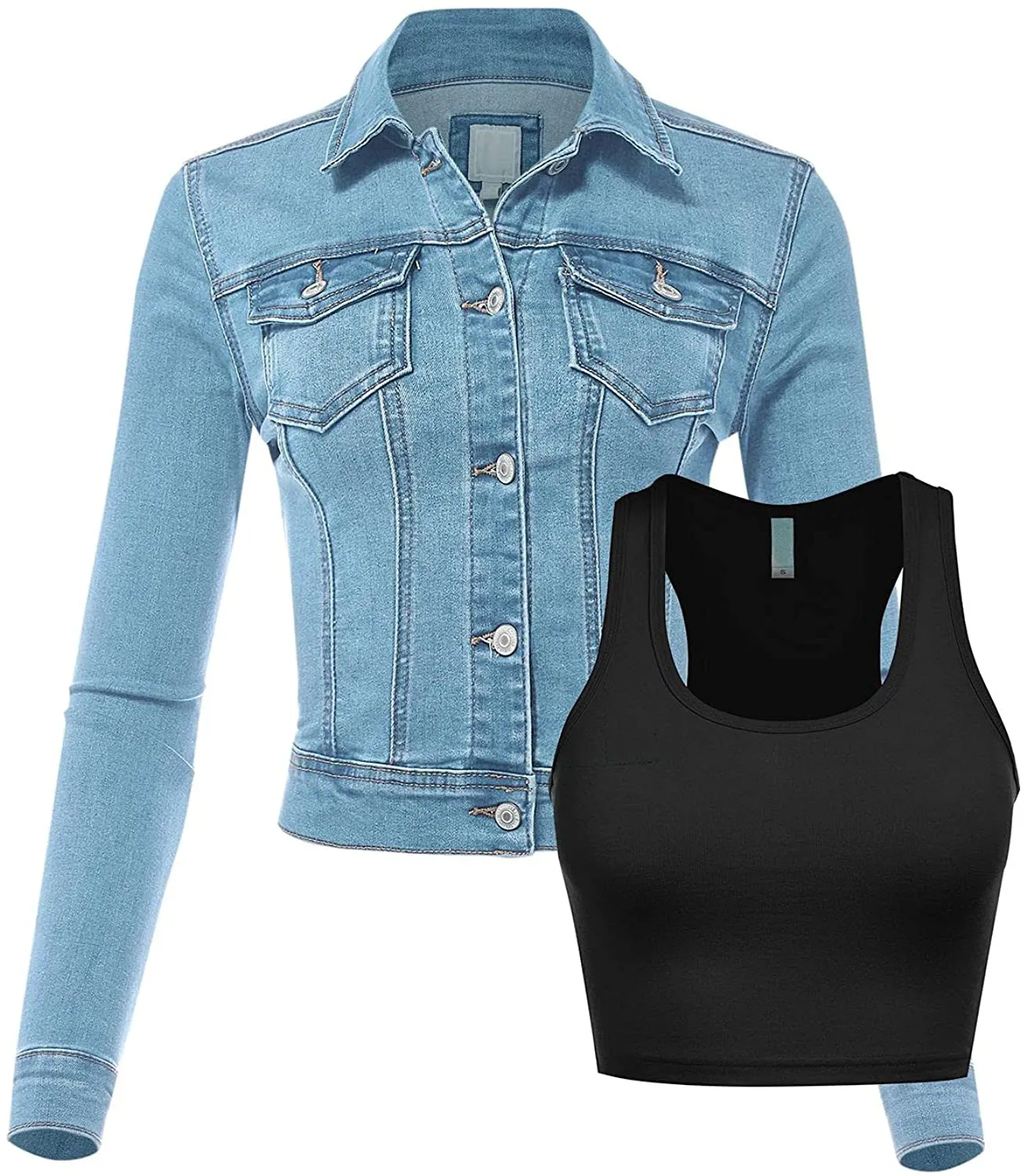 FashionMille Women Classic Casual Stretch Fit Denim Jean Jacket