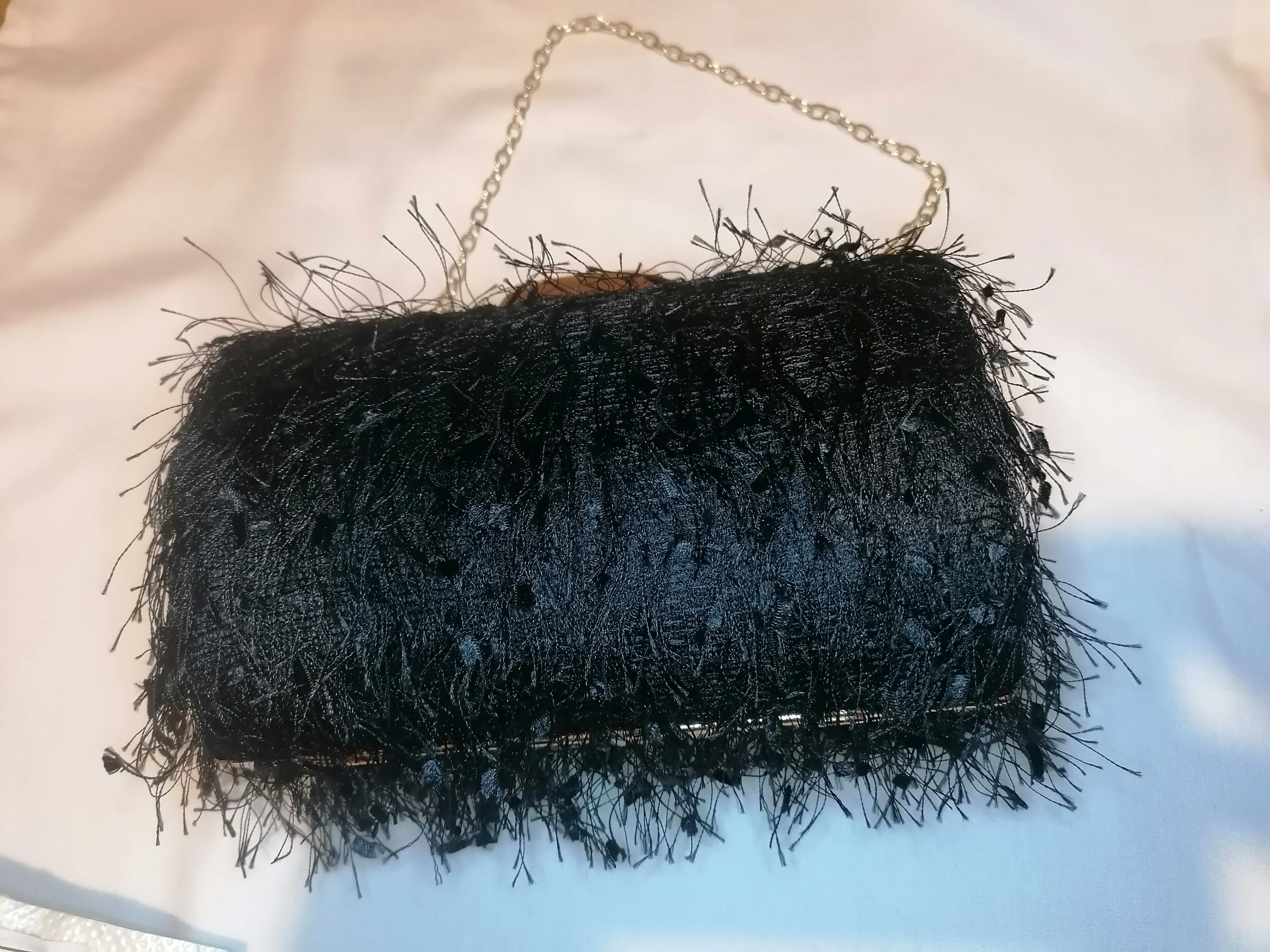 Faux Feather Clutch Bag