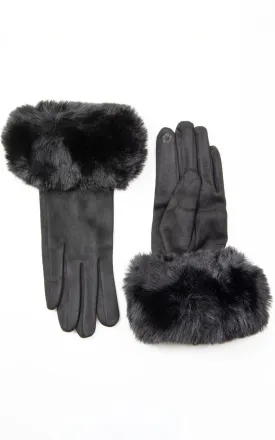 Faux Fur Gloves | Black