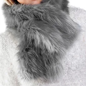 Faux Fur Ruffle Scarf - Grey Frost