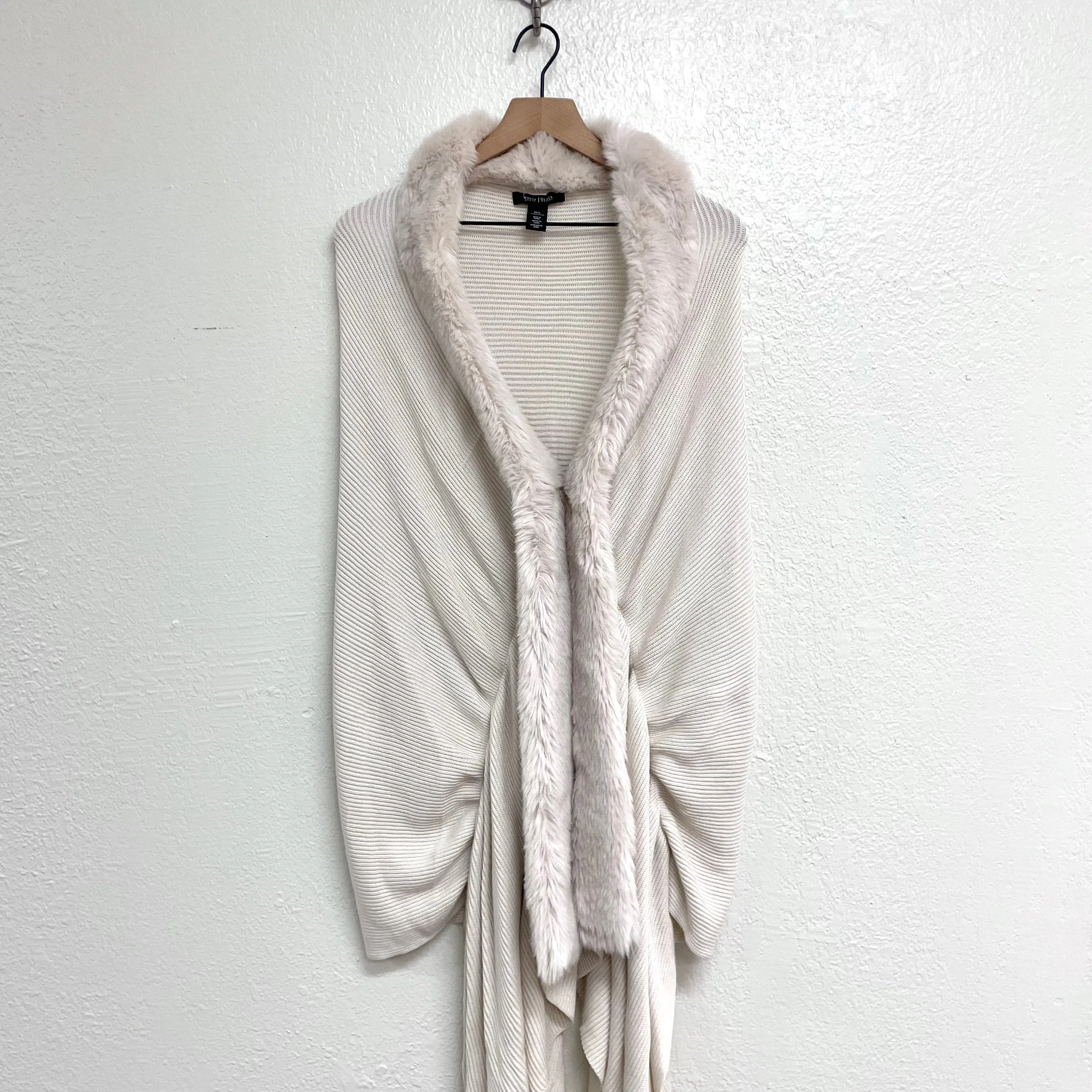 Faux Fur Trim Shawl