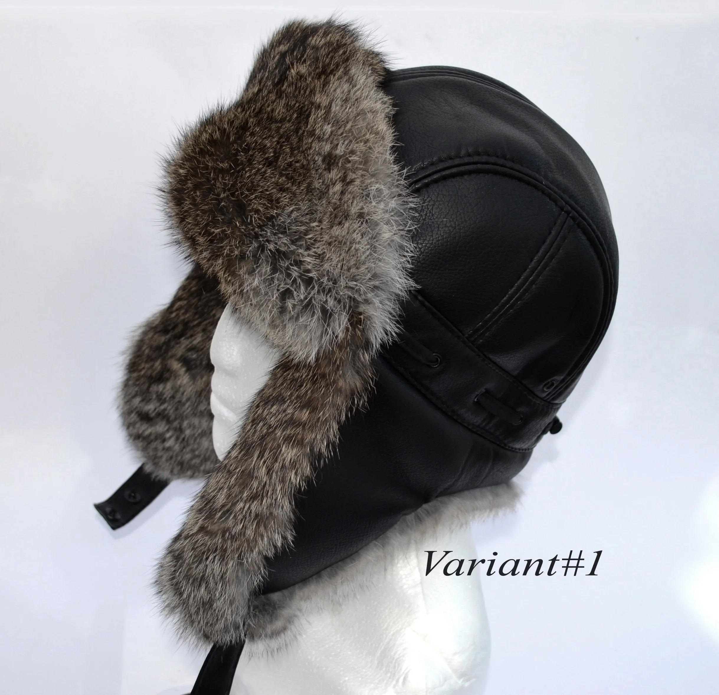 FAUX LEATHER Ear Flap Hat, Rabbit Fur Hat, Men real fur hat, Trapper Hat, Aviator Hat, Ushanka, Russian Hat, Ski Hat, Fur Hat, Gift for Men