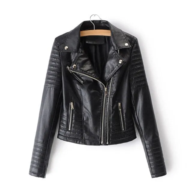 Faux Leather Fall Winter Short Motor Jackets Coat