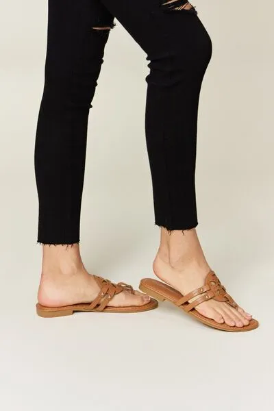 Faux Leather Open Toe Sandals