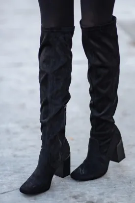 Faye Knee High Boots in Black