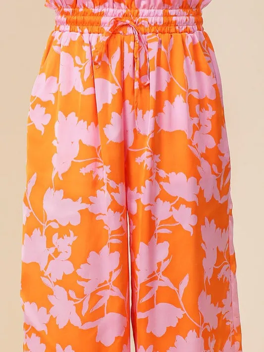 Feeling Tropical Flowy Wide Leg Pants with Drawstring Waist