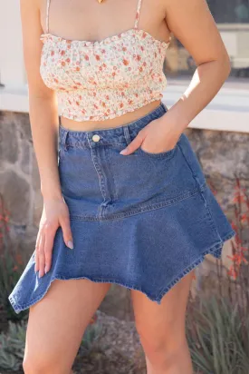 Feeling Wild Asymmetrical Denim Skirt