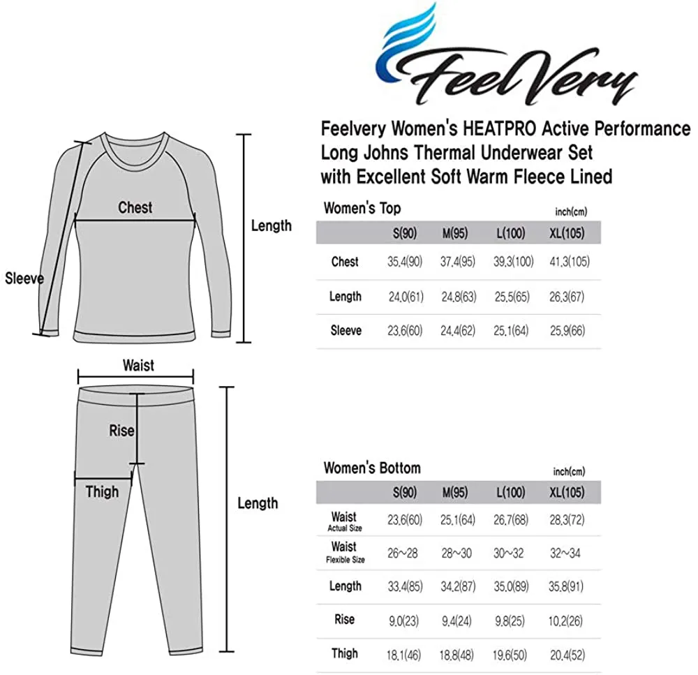 Feelvery Women's HEATPRO Thermal Underwear for Women Ultra Soft Fleece Lined Thermal Winter Base Layers Long Johns Set