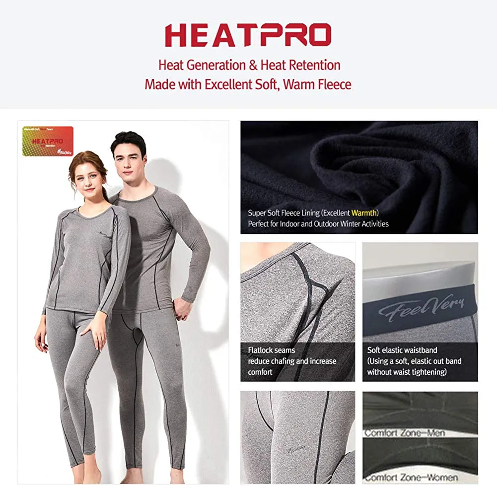 Feelvery Women's HEATPRO Thermal Underwear for Women Ultra Soft Fleece Lined Thermal Winter Base Layers Long Johns Set