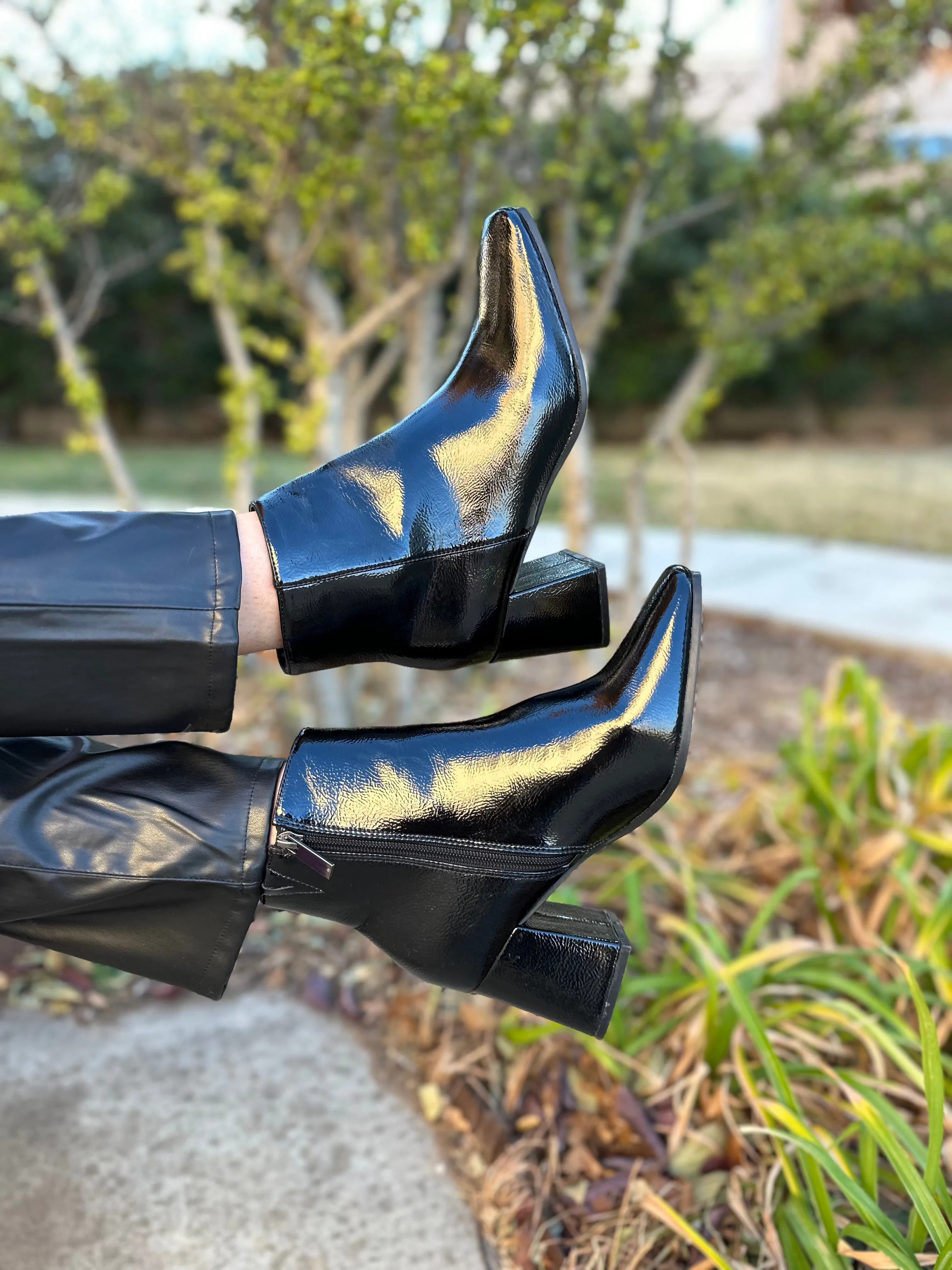 Felicia Black Patent Bootie by Corky's