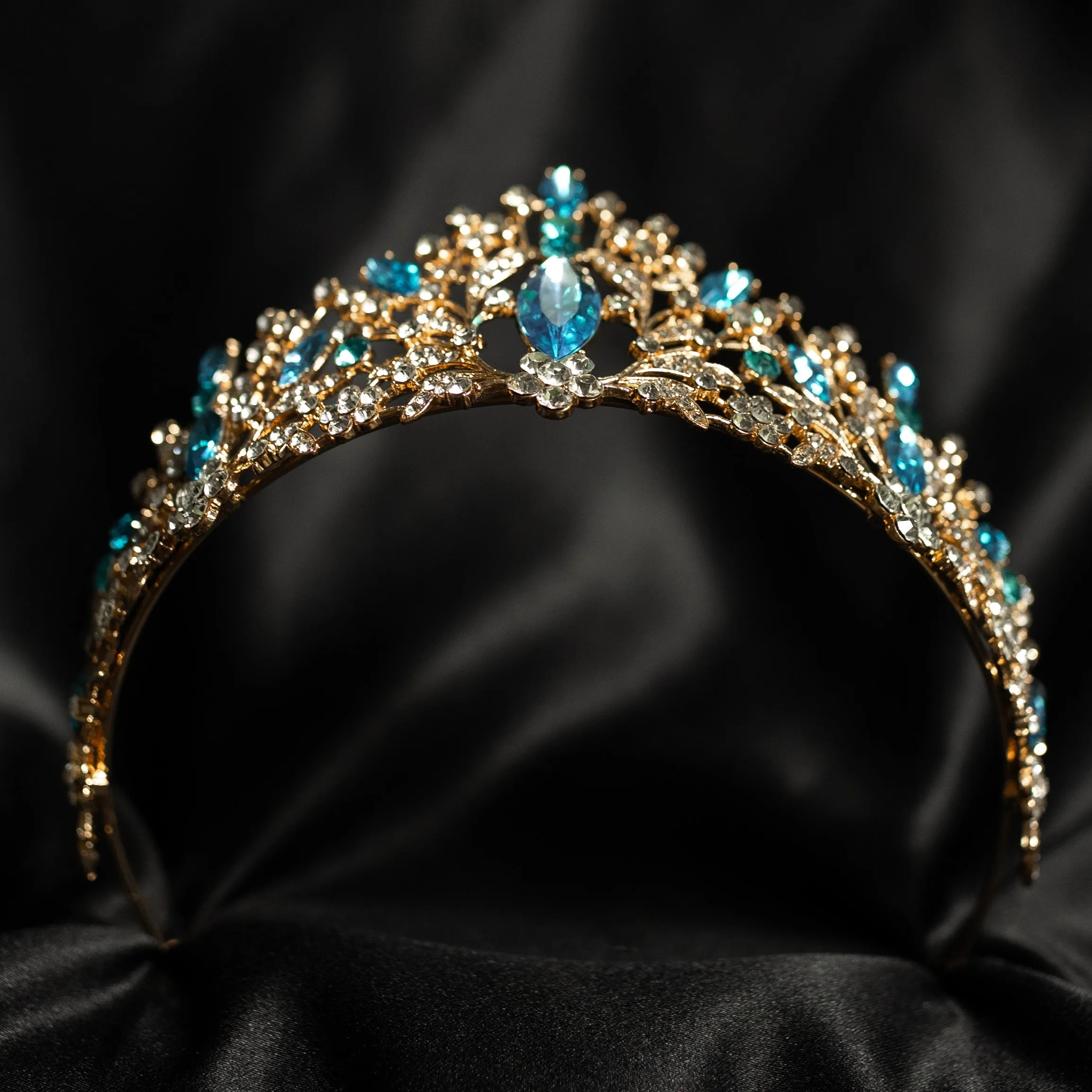 Felicity's Tiara in Light Blue & Gold