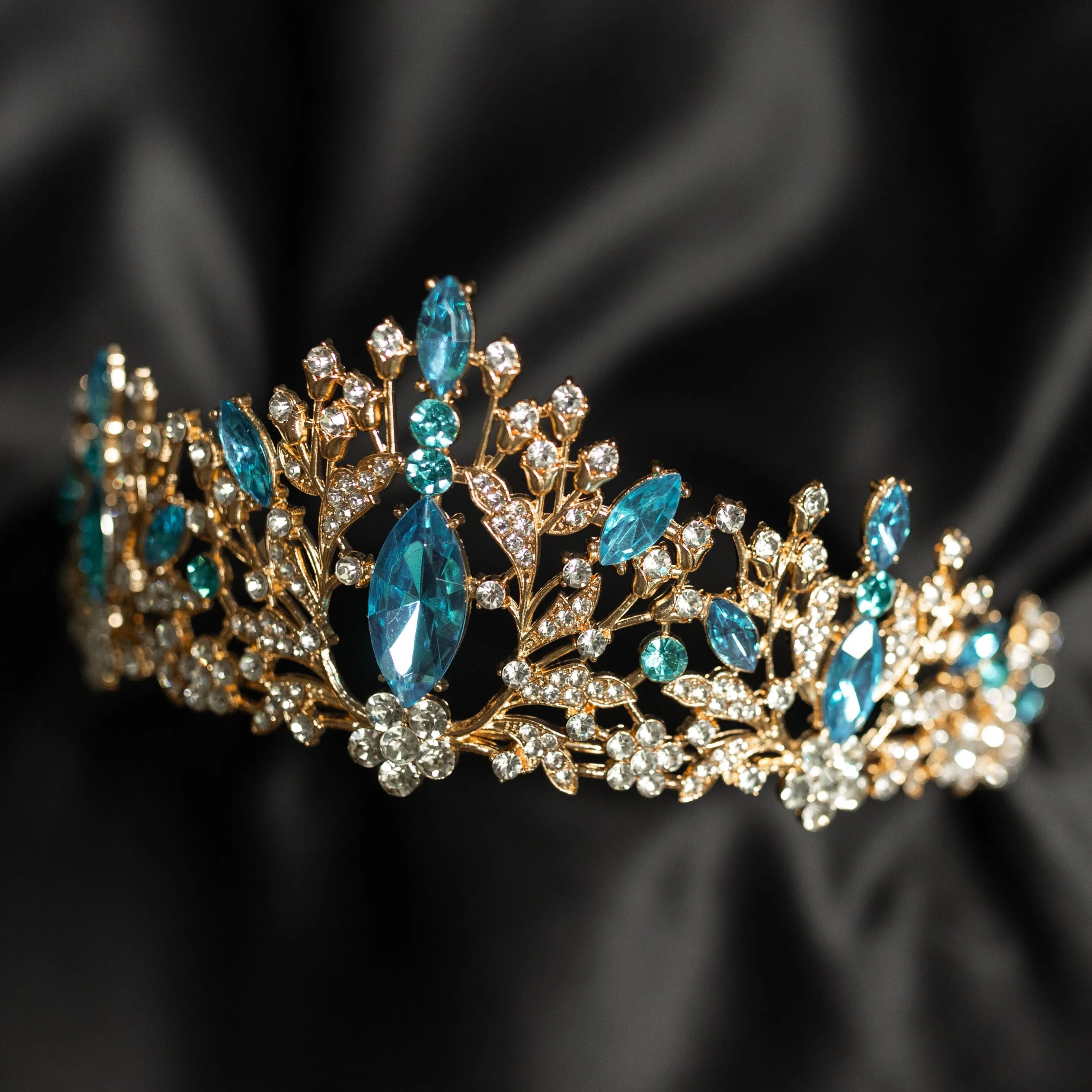 Felicity's Tiara in Light Blue & Gold