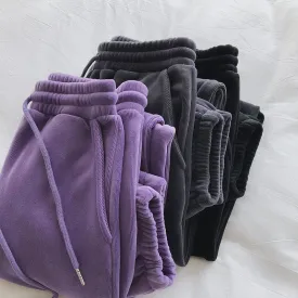 Female Fleece Lined Thick Loose Sweat Pants