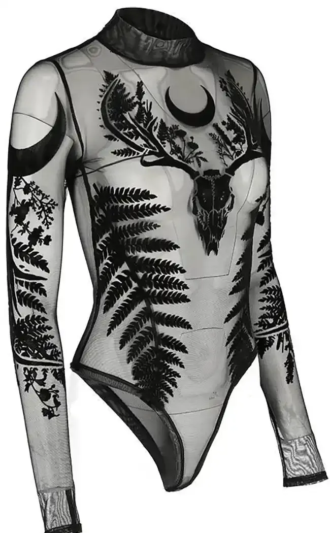 Fern & Stag Mesh Bodysuit