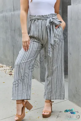 Find Your Path Paperbag Waist Striped Culotte Pants