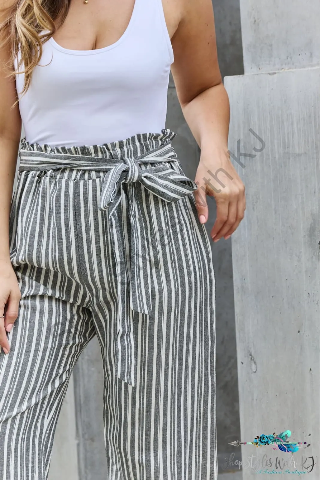 Find Your Path Paperbag Waist Striped Culotte Pants