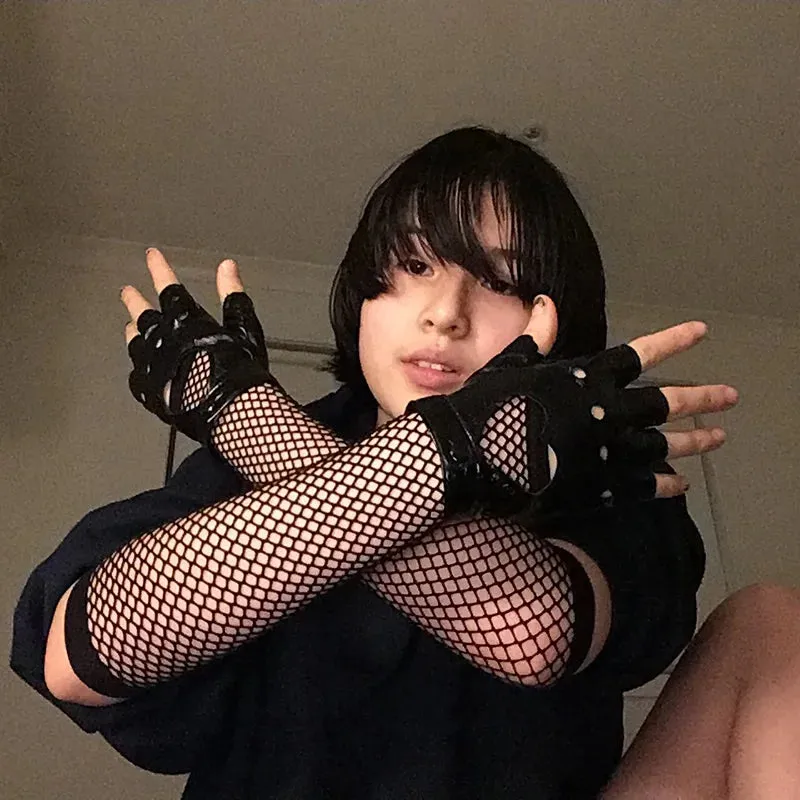 Fingerless Faux Leather Gloves