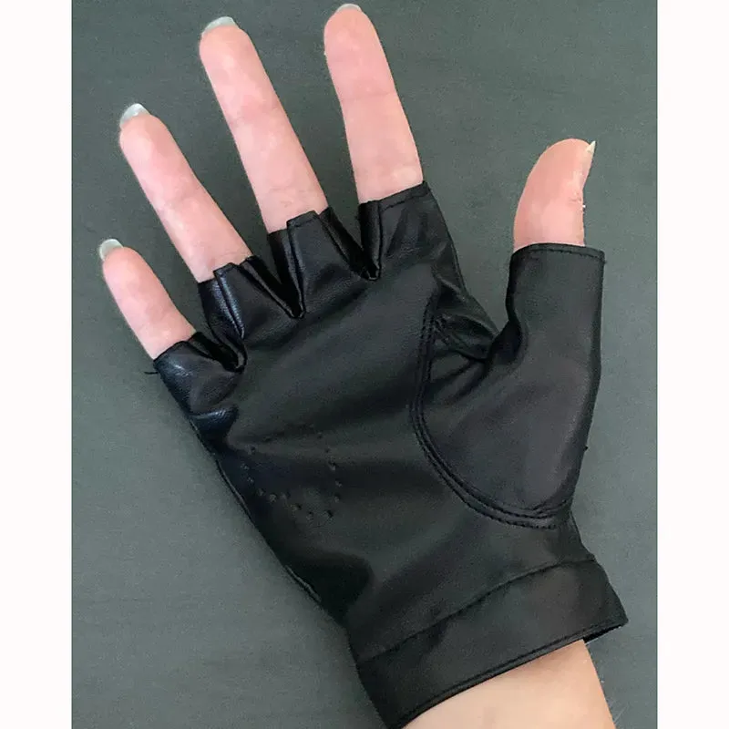 Fingerless Faux Leather Gloves