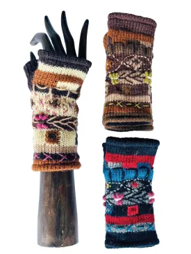 Fingerless Gloves Floral Colorblock