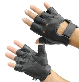 Fingerless Leather Work Gloves with Gel Pads