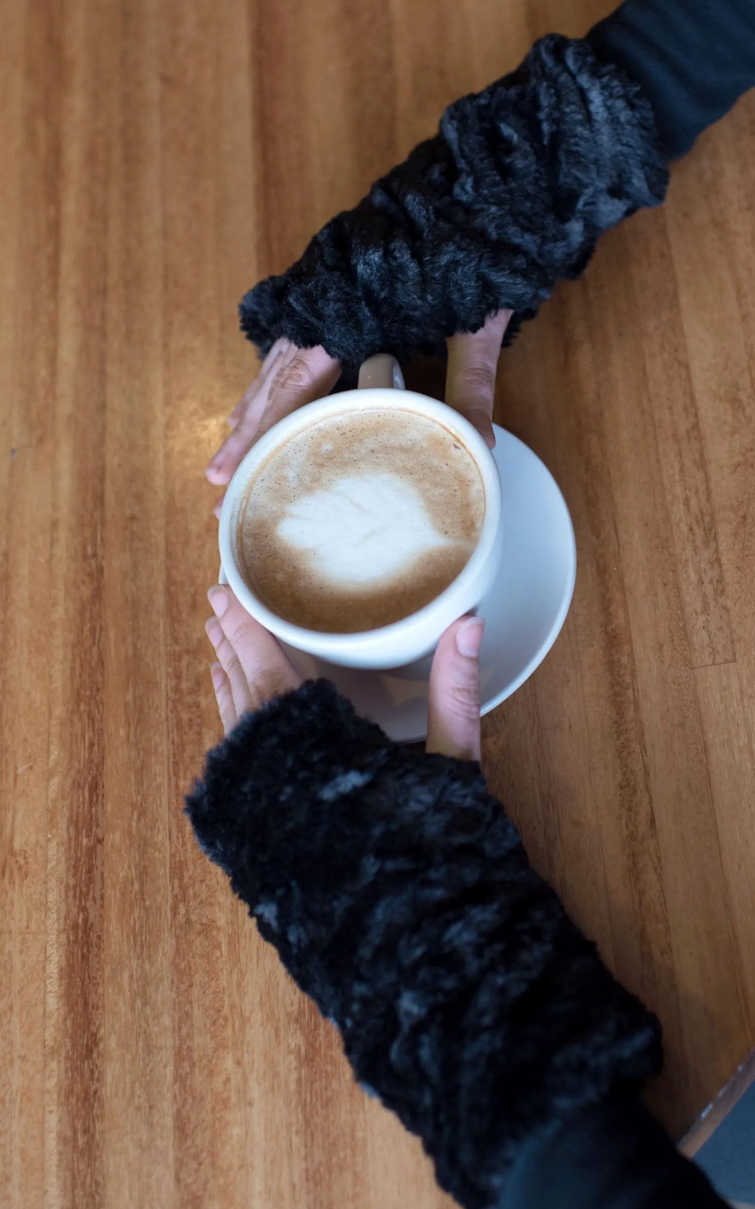 Fingerless / Texting Gloves, Reversible - Cuddly Faux Fur in Slate