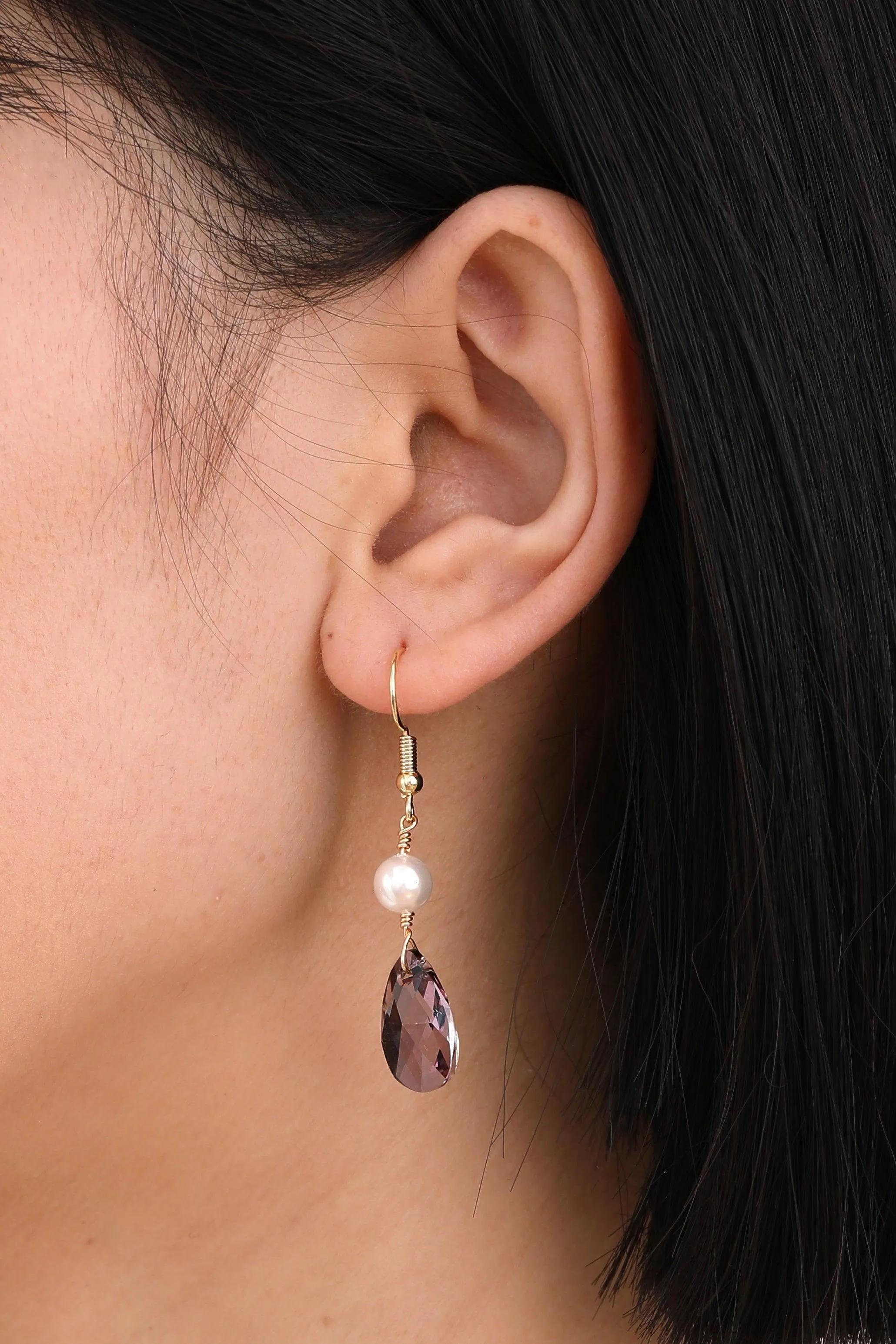 Fiora Crystal with Pearl Earrings